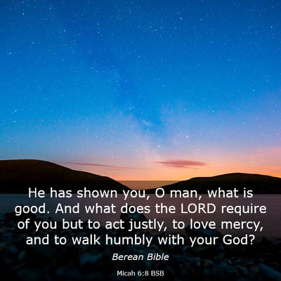 Picture 03 - Micah 6:8 BSB - He has shown you, O man, what is good. And what - Bible Verse Picture