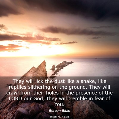 Picture 03 - Micah 7:17 BSB - They will lick the dust like a snake, like - Bible Verse Picture