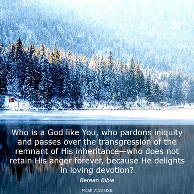 Picture 03 - Micah 7:18 BSB - Who is a God like You, who pardons iniquity and - Bible Verse Picture