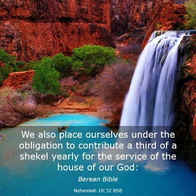 Picture 03 - Nehemiah 10:32 BSB - We also place ourselves under the obligation to - Bible Verse Picture
