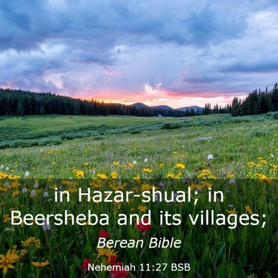 Picture 03 - Nehemiah 11:27 BSB - in Hazar-shual; in Beersheba and its - Bible Verse Picture