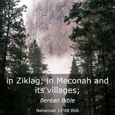 Picture 03 - Nehemiah 11:28 BSB - in Ziklag; in Meconah and its - Bible Verse Picture