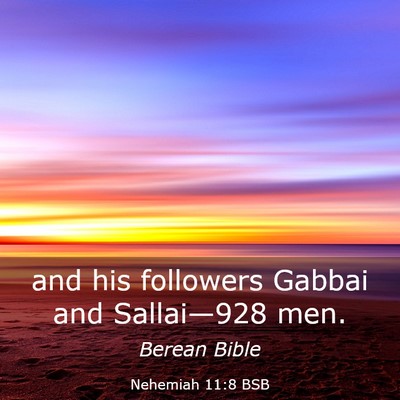 Picture 03 - Nehemiah 11:8 BSB - and his followers Gabbai and Sallai—928 - Bible Verse Picture