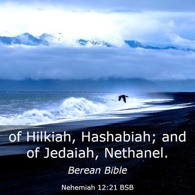 Picture 03 - Nehemiah 12:21 BSB - of Hilkiah, Hashabiah; and of Jedaiah, - Bible Verse Picture