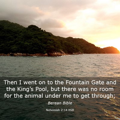 Picture 03 - Nehemiah 2:14 BSB - Then I went on to the Fountain Gate and the - Bible Verse Picture