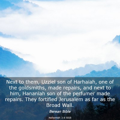 Picture 03 - Nehemiah 3:8 BSB - Next to them, Uzziel son of Harhaiah, one of the - Bible Verse Picture