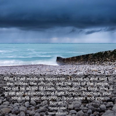 Picture 03 - Nehemiah 4:14 BSB - After I had made an inspection, I stood up and - Bible Verse Picture