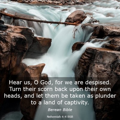 Picture 03 - Nehemiah 4:4 BSB - Hear us, O God, for we are despised. Turn their - Bible Verse Picture
