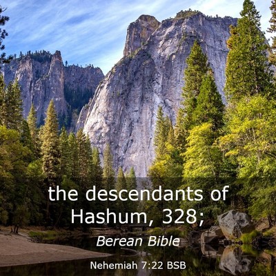 Picture 03 - Nehemiah 7:22 BSB - the descendants of Hashum, - Bible Verse Picture