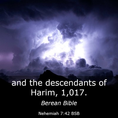 Picture 03 - Nehemiah 7:42 BSB - and the descendants of Harim, - Bible Verse Picture