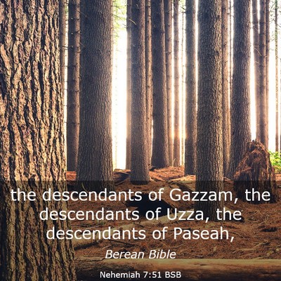Picture 03 - Nehemiah 7:51 BSB - the descendants of Gazzam, the descendants of - Bible Verse Picture
