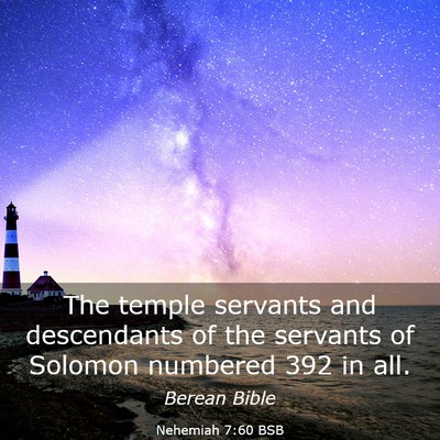 Picture 03 - Nehemiah 7:60 BSB - The temple servants and descendants of the - Bible Verse Picture