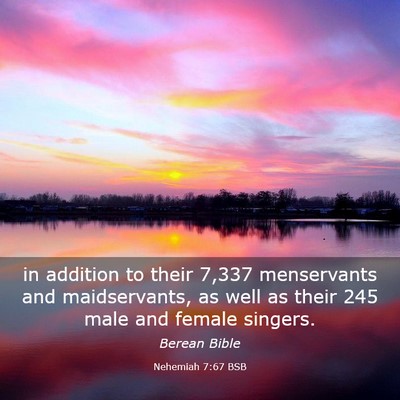Picture 03 - Nehemiah 7:67 BSB - in addition to their 7,337 menservants and - Bible Verse Picture