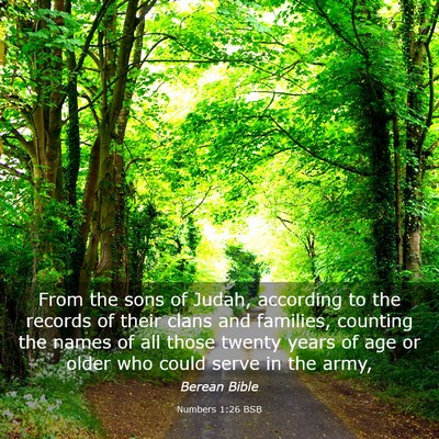 Picture 03 - Numbers 1:26 BSB - From the sons of Judah, according to the records - Bible Verse Picture