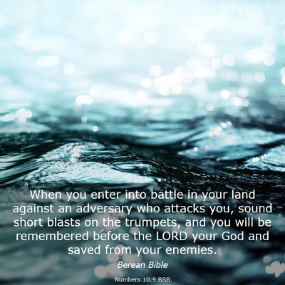 Picture 03 - Numbers 10:9 BSB - When you enter into battle in your land against - Bible Verse Picture