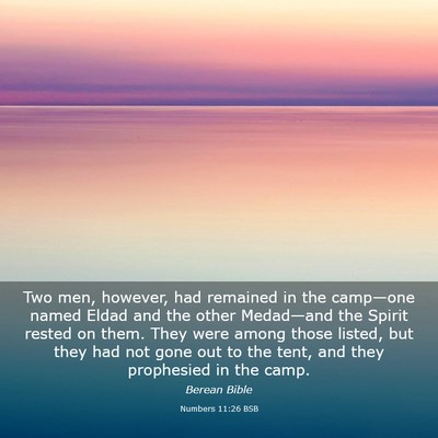 Picture 03 - Numbers 11:26 BSB - Two men, however, had remained in the camp—one - Bible Verse Picture