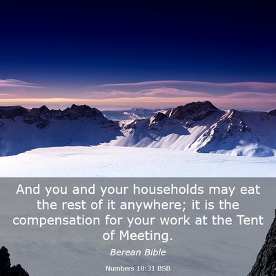 Picture 03 - Numbers 18:31 BSB - And you and your households may eat the rest of - Bible Verse Picture