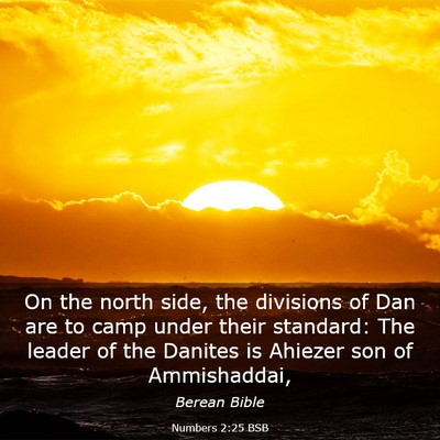 Picture 03 - Numbers 2:25 BSB - On the north side, the divisions of Dan are to - Bible Verse Picture