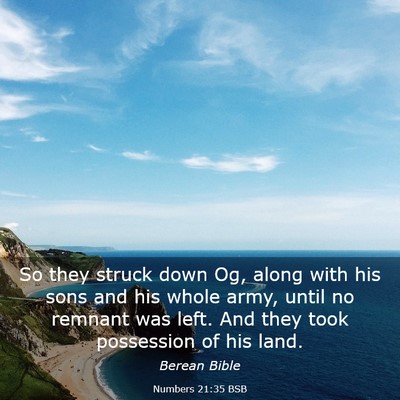 Picture 03 - Numbers 21:35 BSB - So they struck down Og, along with his sons and - Bible Verse Picture