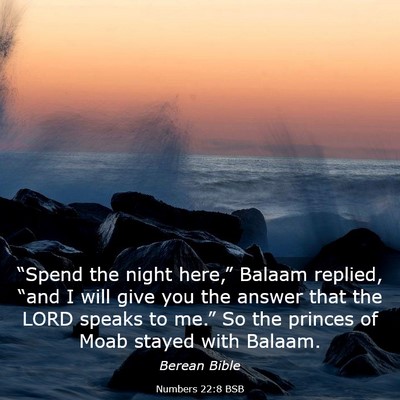 Picture 03 - Numbers 22:8 BSB - “Spend the night here,” Balaam replied, - Bible Verse Picture