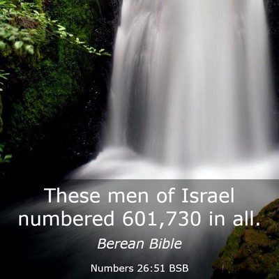 Picture 03 - Numbers 26:51 BSB - These men of Israel numbered 601,730 in - Bible Verse Picture