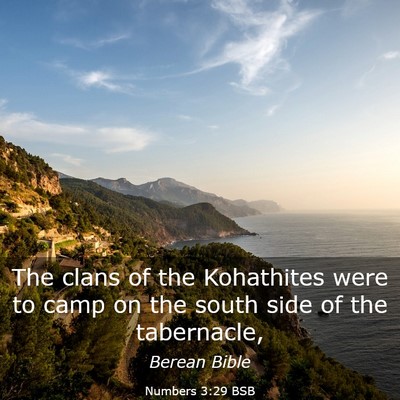 Picture 03 - Numbers 3:29 BSB - The clans of the Kohathites were to camp on the - Bible Verse Picture