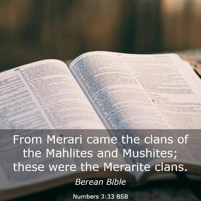 Picture 03 - Numbers 3:33 BSB - From Merari came the clans of the Mahlites and - Bible Verse Picture