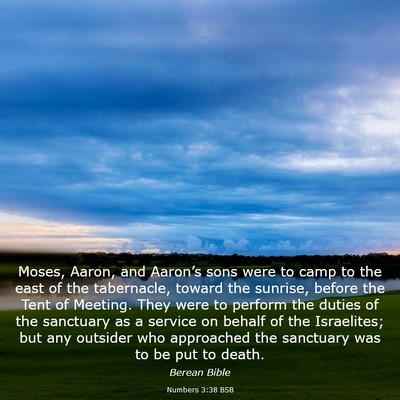 Picture 03 - Numbers 3:38 BSB - Moses, Aaron, and Aaron’s sons were to camp to - Bible Verse Picture