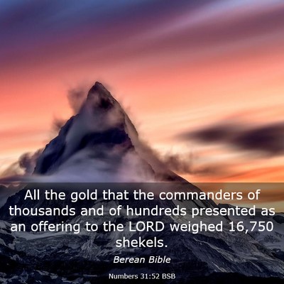 Picture 03 - Numbers 31:52 BSB - All the gold that the commanders of thousands and - Bible Verse Picture