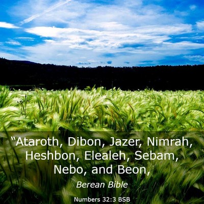 Picture 03 - Numbers 32:3 BSB - “Ataroth, Dibon, Jazer, Nimrah, Heshbon, - Bible Verse Picture