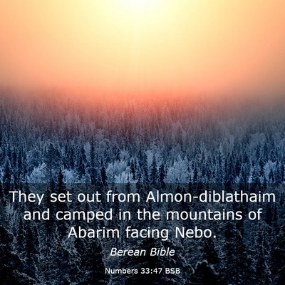 Picture 03 - Numbers 33:47 BSB - They set out from Almon-diblathaim and camped in - Bible Verse Picture