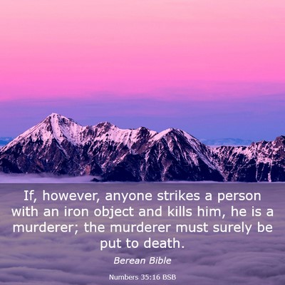 Picture 03 - Numbers 35:16 BSB - If, however, anyone strikes a person with an iron - Bible Verse Picture