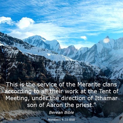 Picture 03 - Numbers 4:33 BSB - This is the service of the Merarite clans - Bible Verse Picture