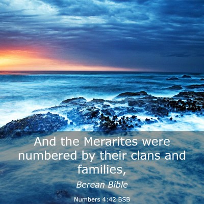 Picture 03 - Numbers 4:42 BSB - And the Merarites were numbered by their clans - Bible Verse Picture