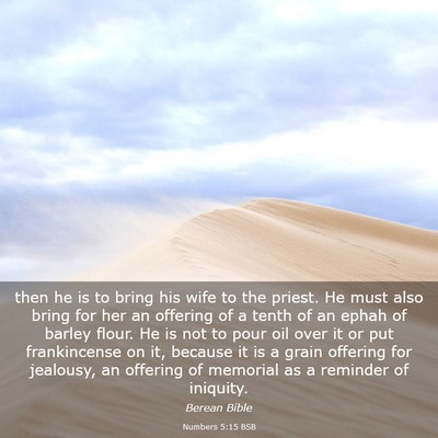 Picture 03 - Numbers 5:15 BSB - then he is to bring his wife to the priest. He - Bible Verse Picture