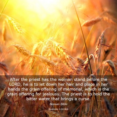 Picture 03 - Numbers 5:18 BSB - After the priest has the woman stand before the - Bible Verse Picture