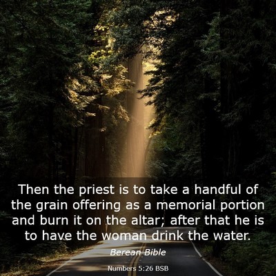 Picture 03 - Numbers 5:26 BSB - Then the priest is to take a handful of the grain - Bible Verse Picture