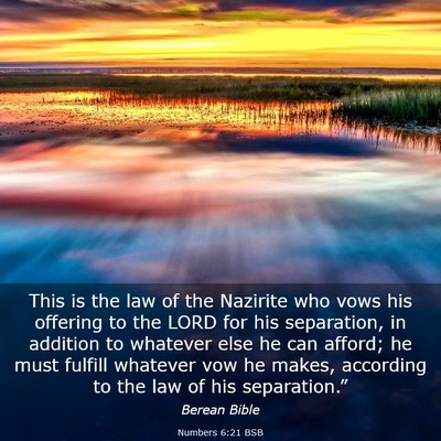 Picture 03 - Numbers 6:21 BSB - This is the law of the Nazirite who vows his - Bible Verse Picture