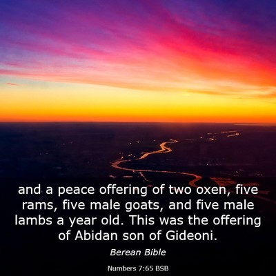 Picture 03 - Numbers 7:65 BSB - and a peace offering of two oxen, five rams, five - Bible Verse Picture