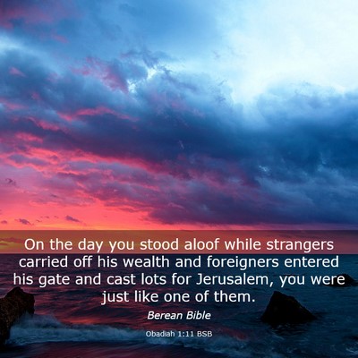 Picture 03 - Obadiah 1:11 BSB - On the day you stood aloof while strangers - Bible Verse Picture