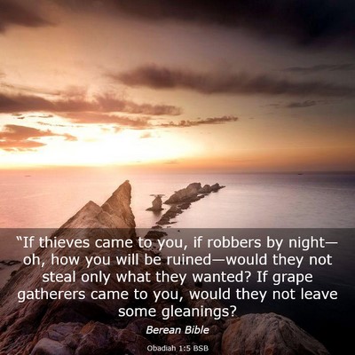 Picture 03 - Obadiah 1:5 BSB - “If thieves came to you, if robbers by - Bible Verse Picture