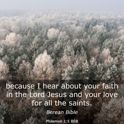 Picture 03 - Philemon 1:5 BSB - because I hear about your faith in the Lord Jesus - Bible Verse Picture