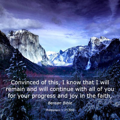 Picture 03 - Philippians 1:25 BSB - Convinced of this, I know that I will remain and - Bible Verse Picture
