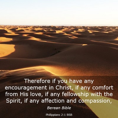 Picture 03 - Philippians 2:1 BSB - Therefore if you have any encouragement in - Bible Verse Picture