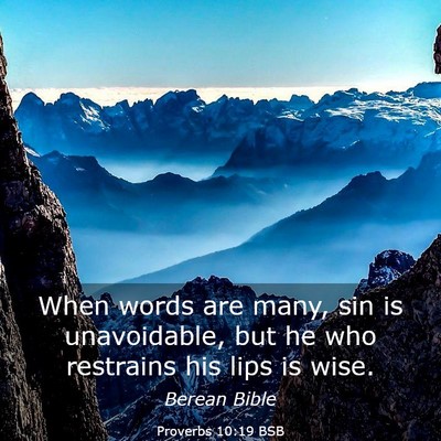 Picture 03 - Proverbs 10:19 BSB - When words are many, sin is unavoidable, but he - Bible Verse Picture