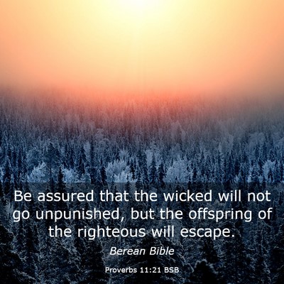 Picture 03 - Proverbs 11:21 BSB - Be assured that the wicked will not go - Bible Verse Picture