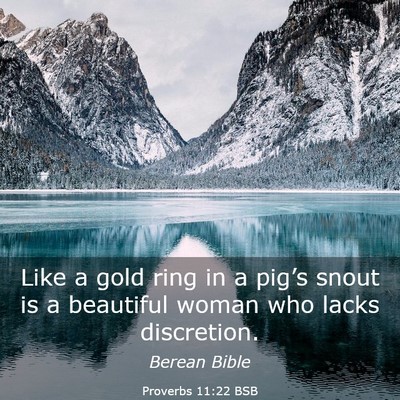 Picture 03 - Proverbs 11:22 BSB - Like a gold ring in a pig’s snout is a - Bible Verse Picture