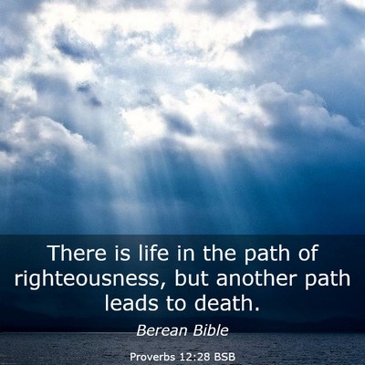 Picture 03 - Proverbs 12:28 BSB - There is life in the path of righteousness, but - Bible Verse Picture