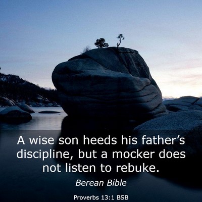 Picture 03 - Proverbs 13:1 BSB - A wise son heeds his father’s discipline, but a - Bible Verse Picture