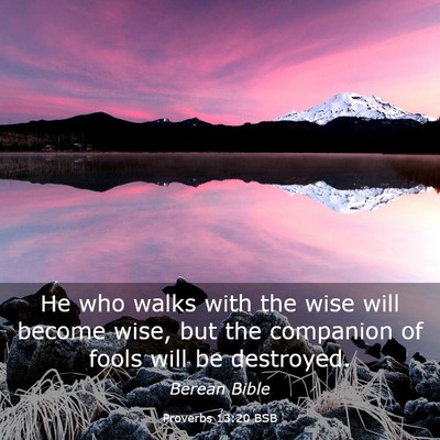 Picture 03 - Proverbs 13:20 BSB - He who walks with the wise will become wise, but - Bible Verse Picture